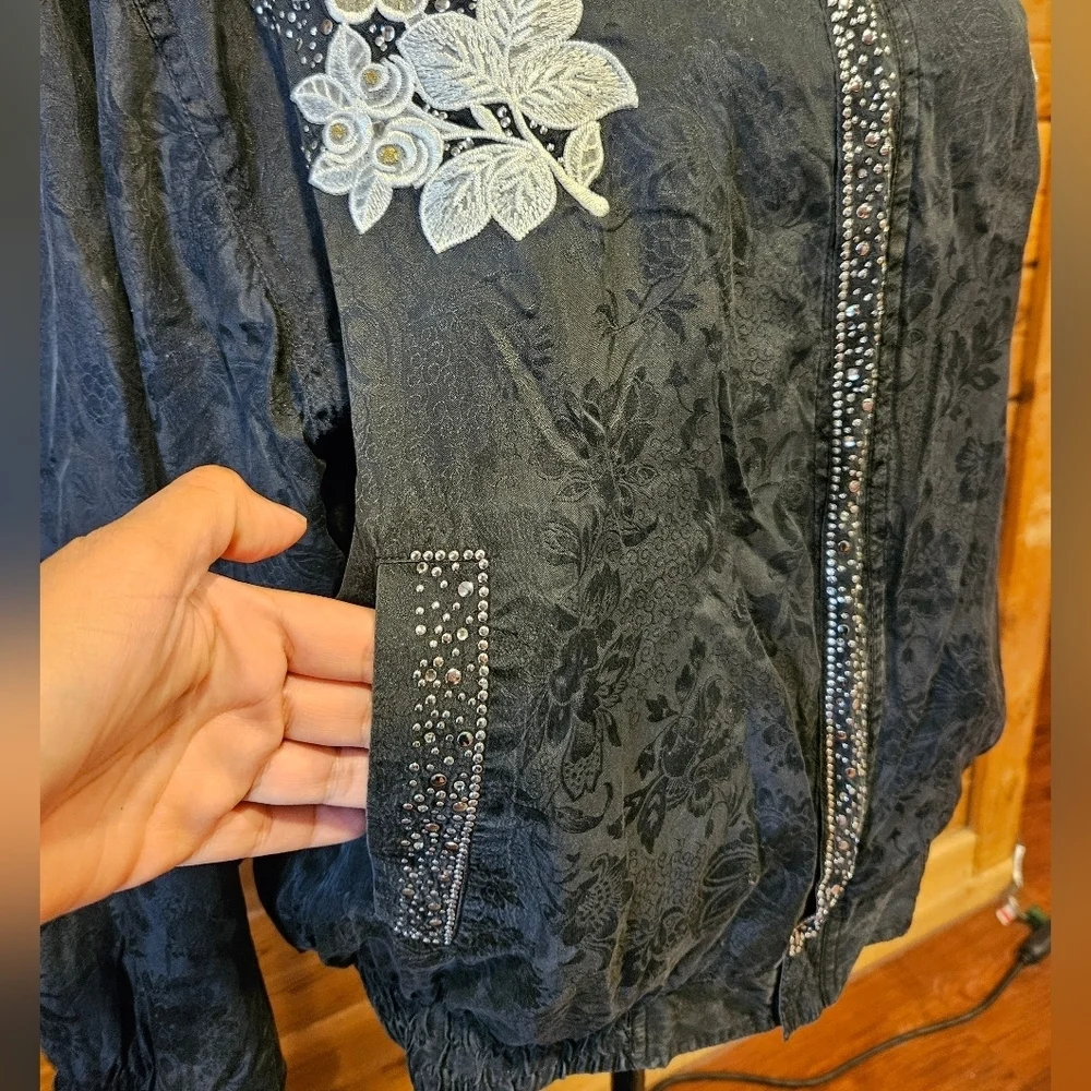 Vintage Silk Embellished Floral Jacket Medium
